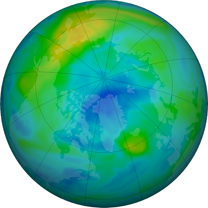 Arctic ozone map for 09 October 2017